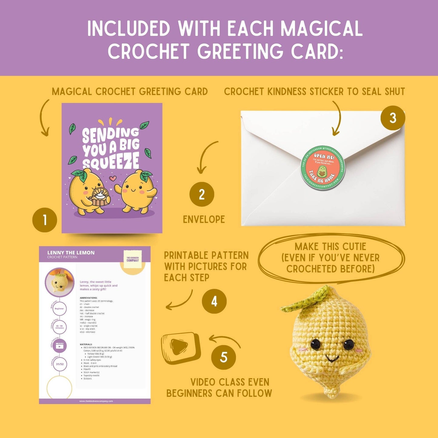 Friendship Card & Lemon Crochet Pattern