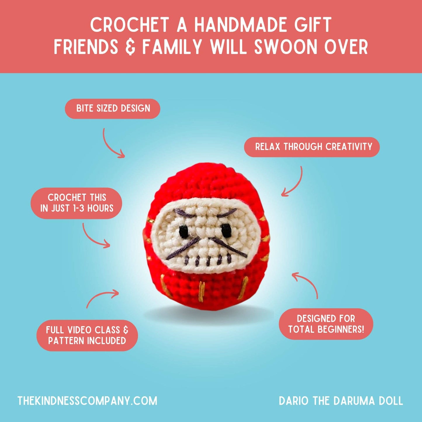 Encouragement Card & Daruma Doll Crochet Pattern