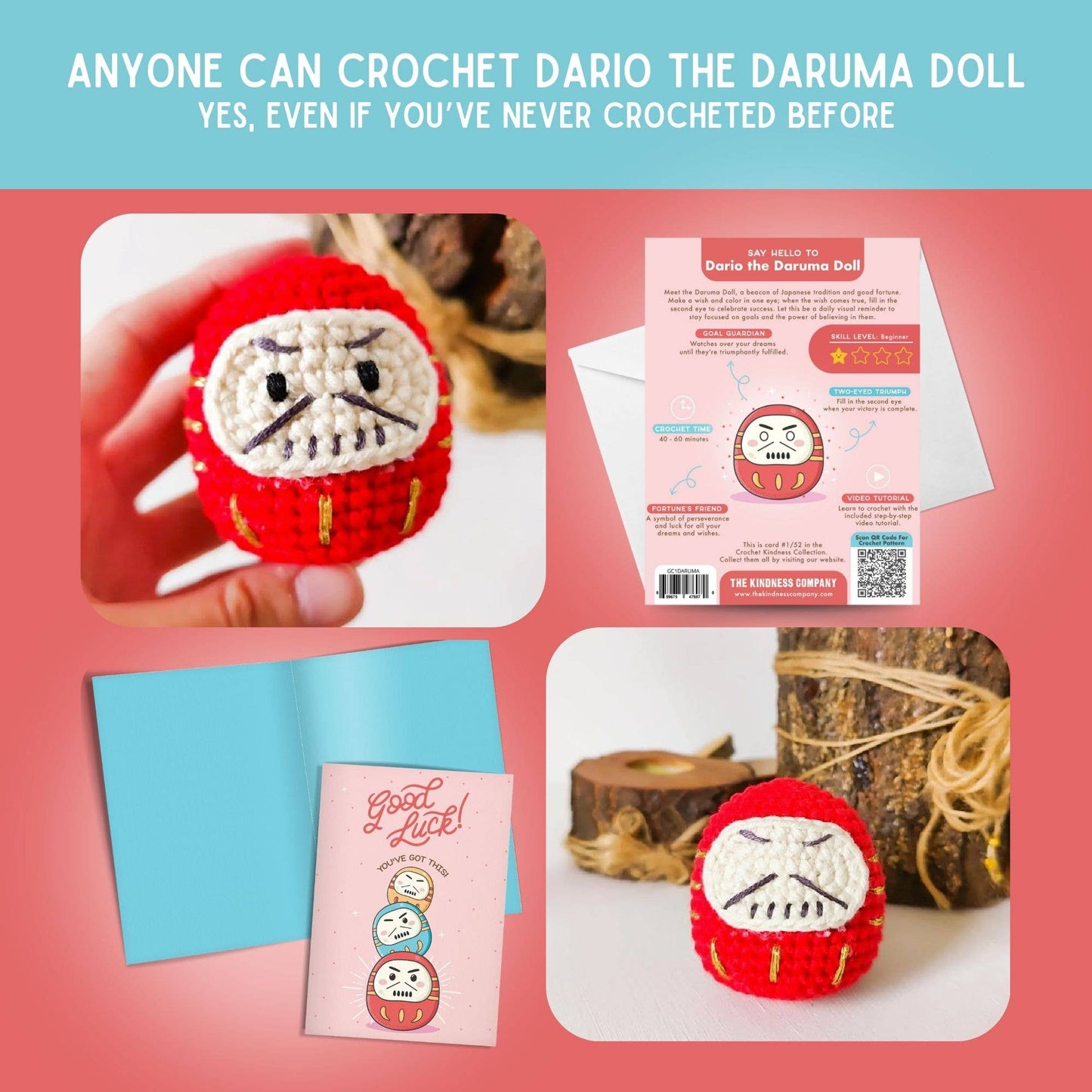 Encouragement Card & Daruma Doll Crochet Pattern