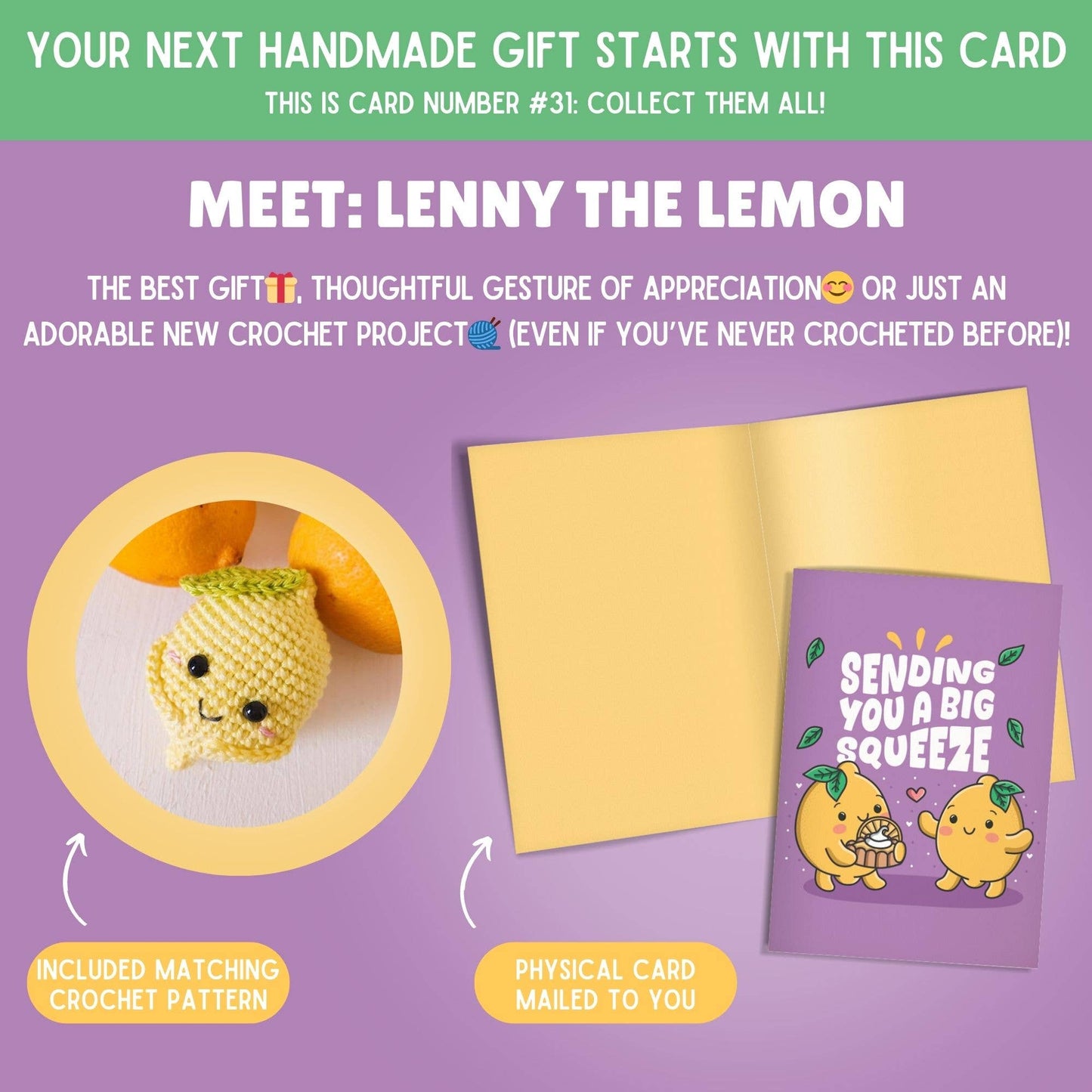 Friendship Card & Lemon Crochet Pattern