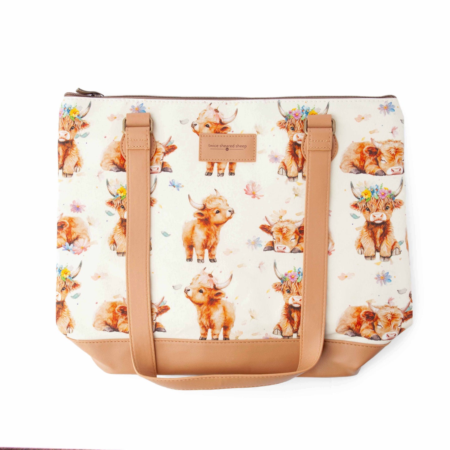 Maisy Highland Cow Mega Trinity Bag – Large Zippered Knitting Project Bag