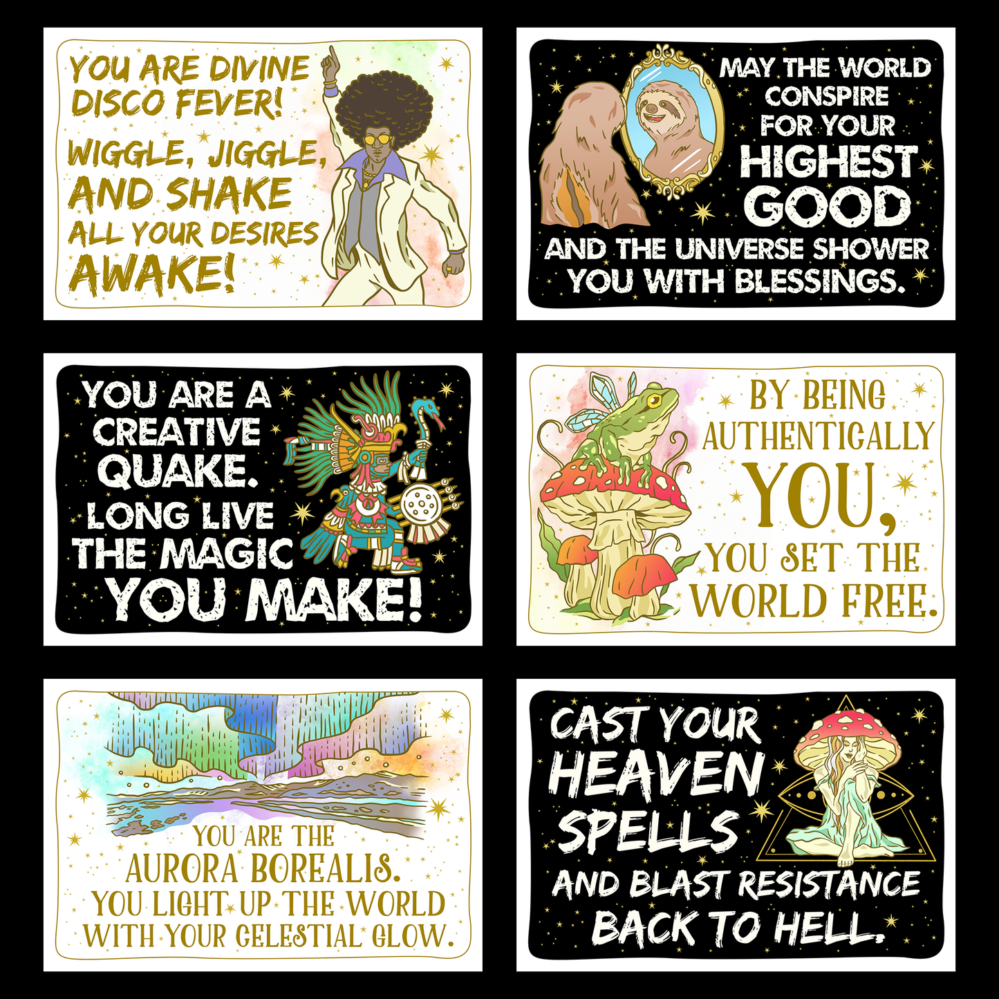Sweet-Ass Affirmations 3 Postcards Mystical Pack (22 Cards)
