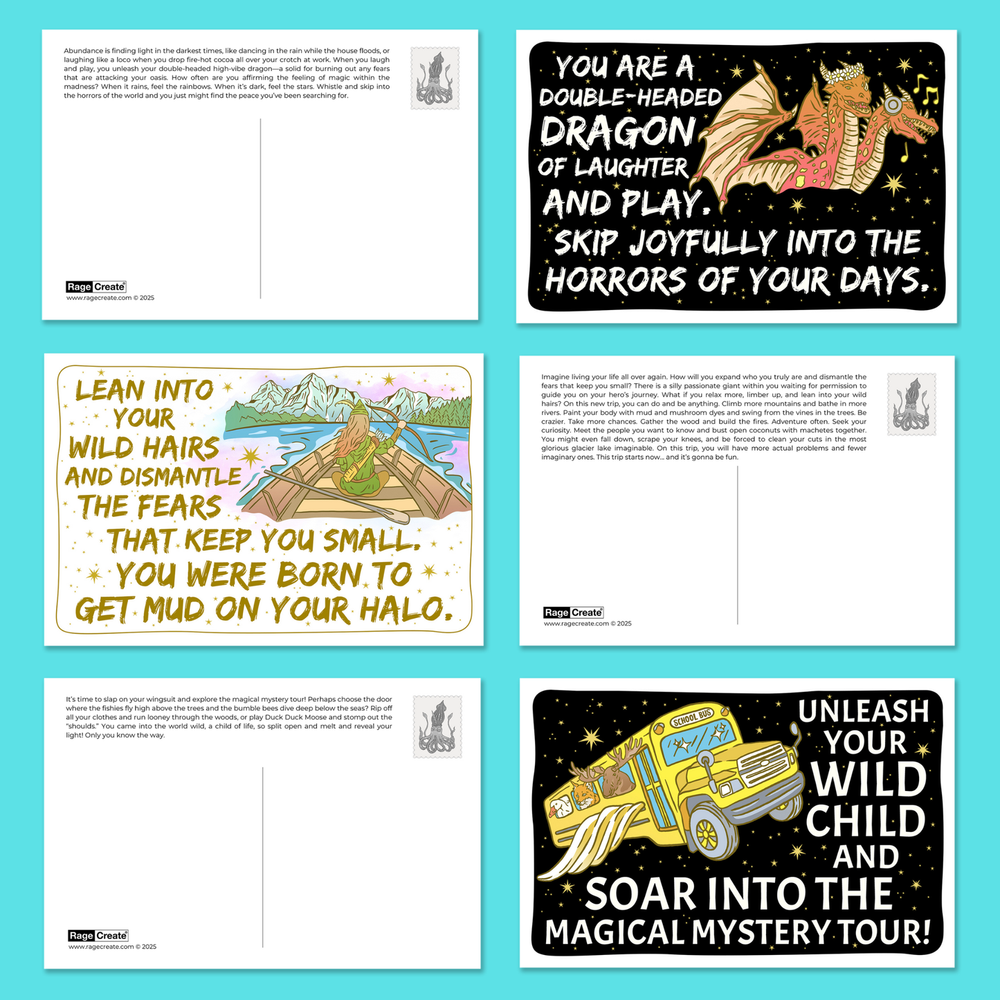 Sweet-Ass Affirmations 3 Postcards Mystical Pack (22 Cards)