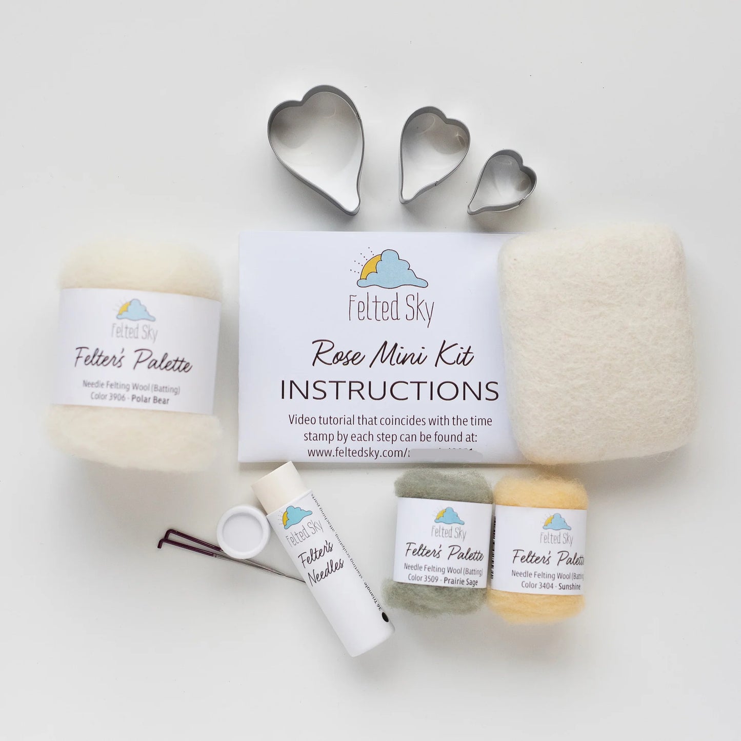 White Rose Mini Needle Felting Kit