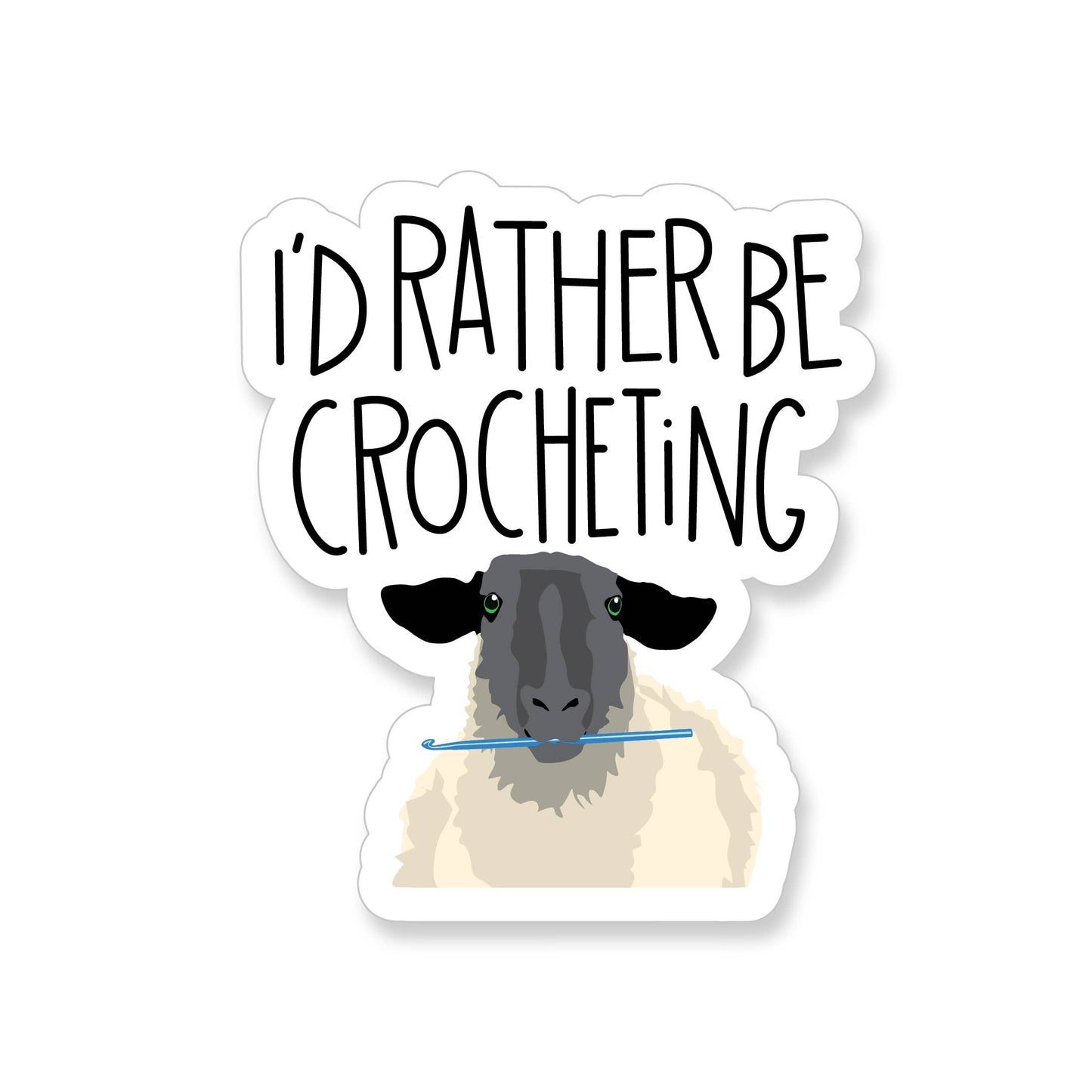 I'd Rather Be Crocheting Sheep Sticker - YarnCom