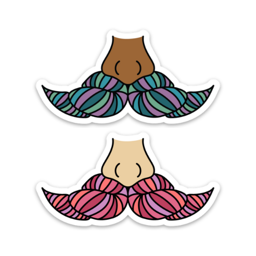 Yarn 'Stache Knitting Sticker