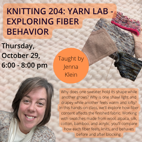Knitting 204: Yarn Lab - Exploring Fiber Behavior