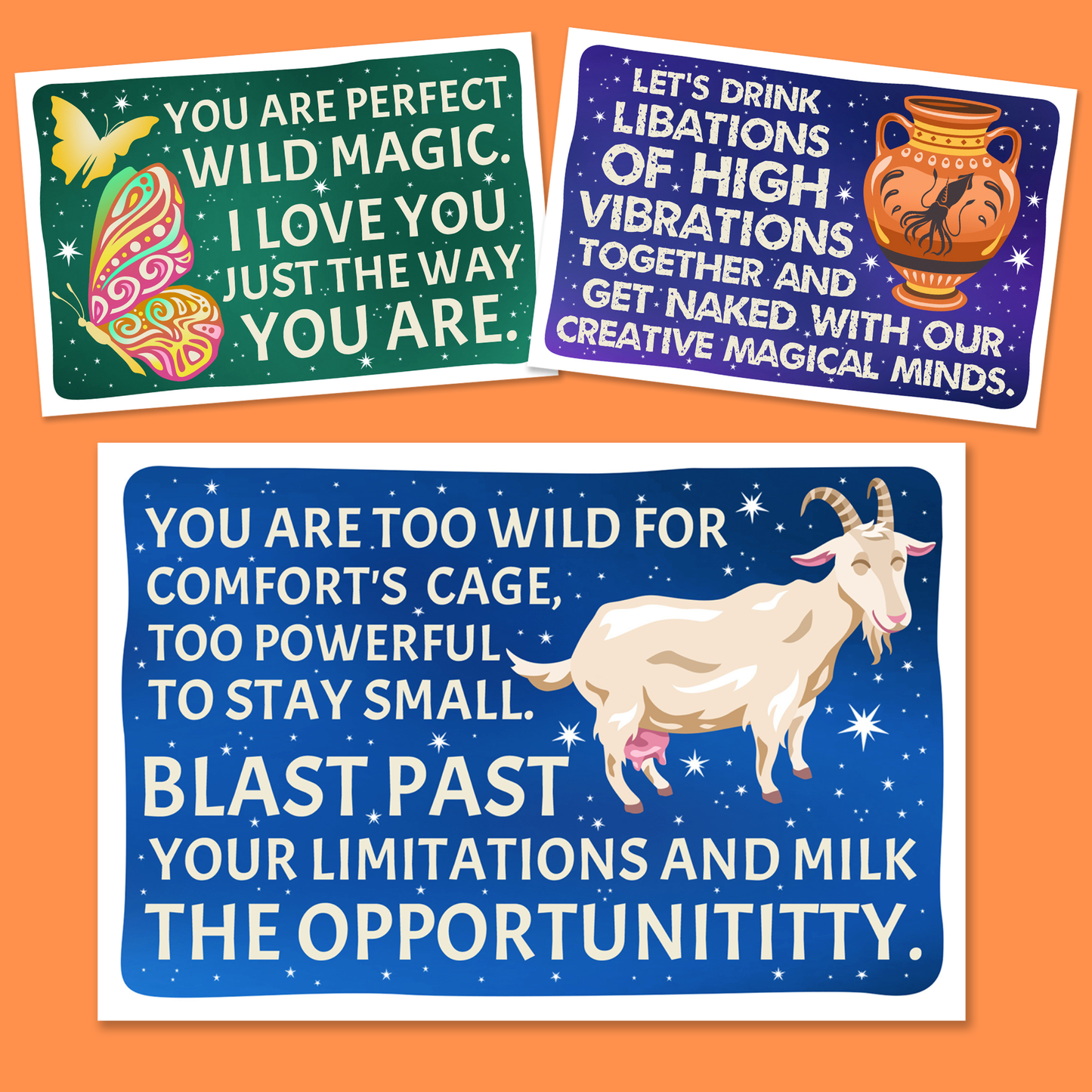 Sweet-Ass Affirmations 2 Postcards Magical Pack (22 Cards)