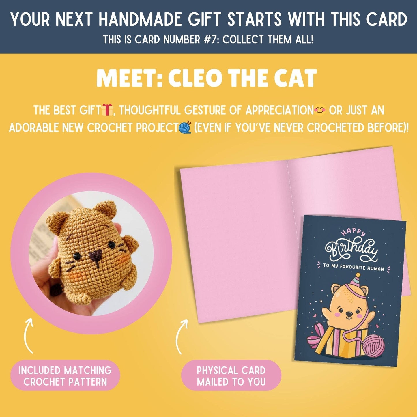 Birthday Card & Cat Crochet Pattern