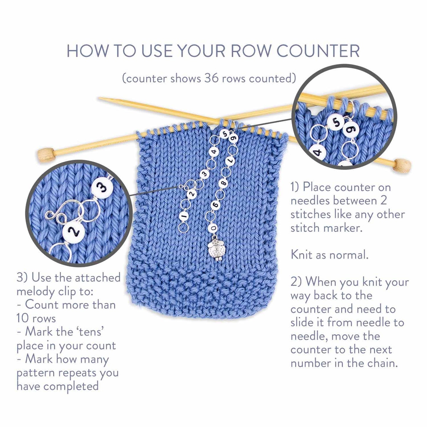 Little Silver Bee Row Counter: Large