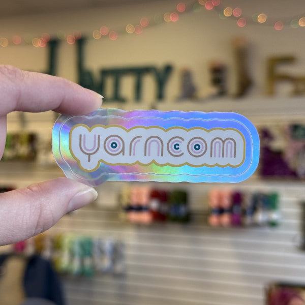 holographic yarncom logo sticker