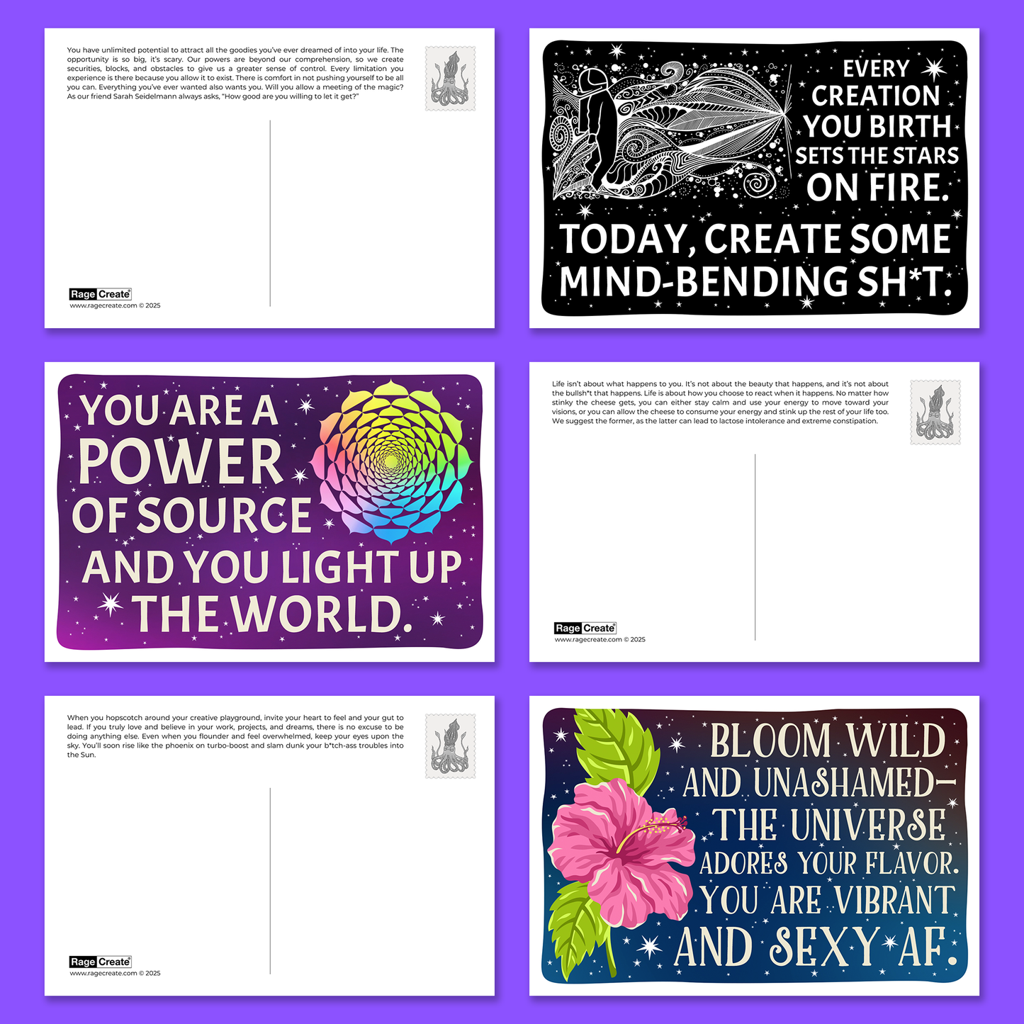 Sweet-Ass Affirmations 2 Postcards Magical Pack (22 Cards)
