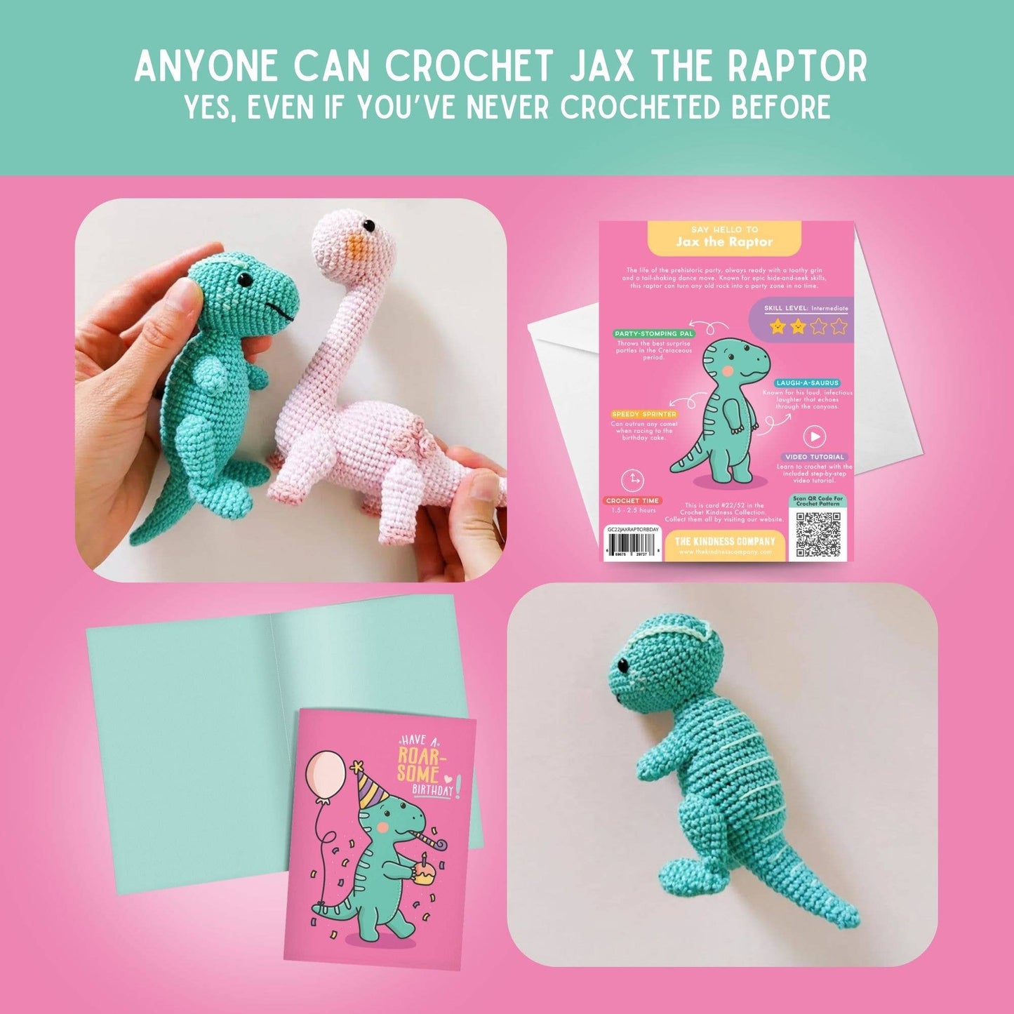 Birthday Card & Dinosaur Crochet Pattern