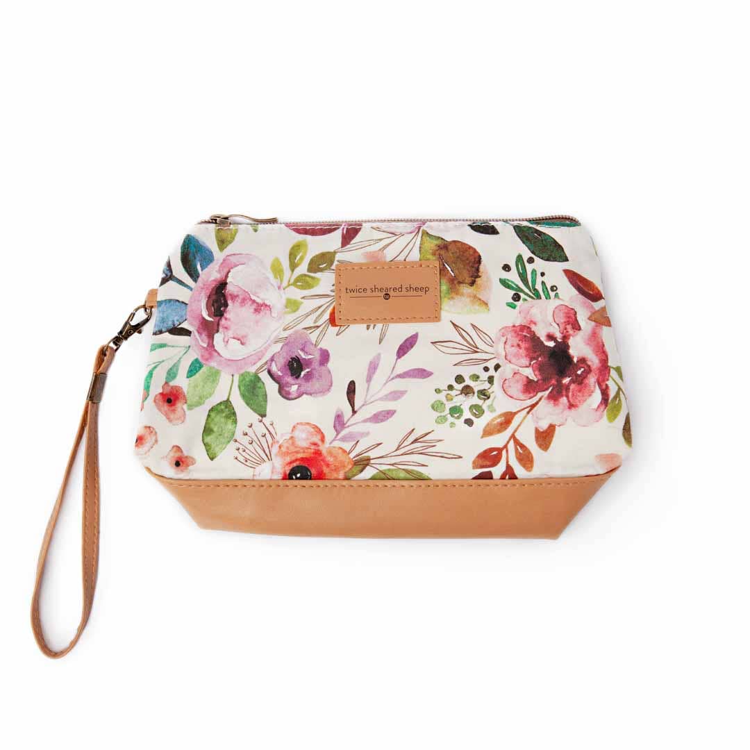 Mini Trini Bag – Small Zippered Sock Project Bag - Spring Floral