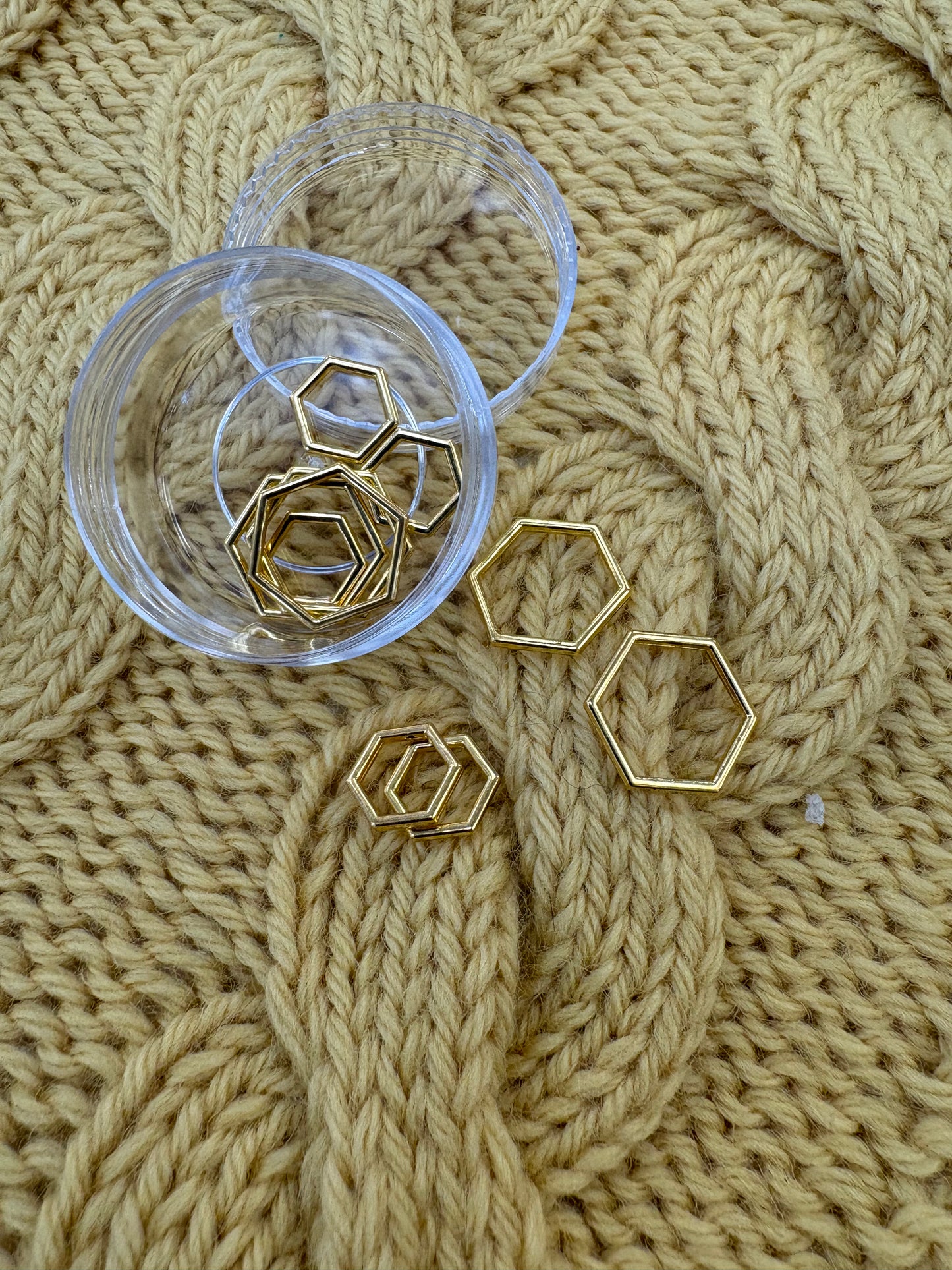 Gold Hexagon Stitch Markers (up to 12mm)