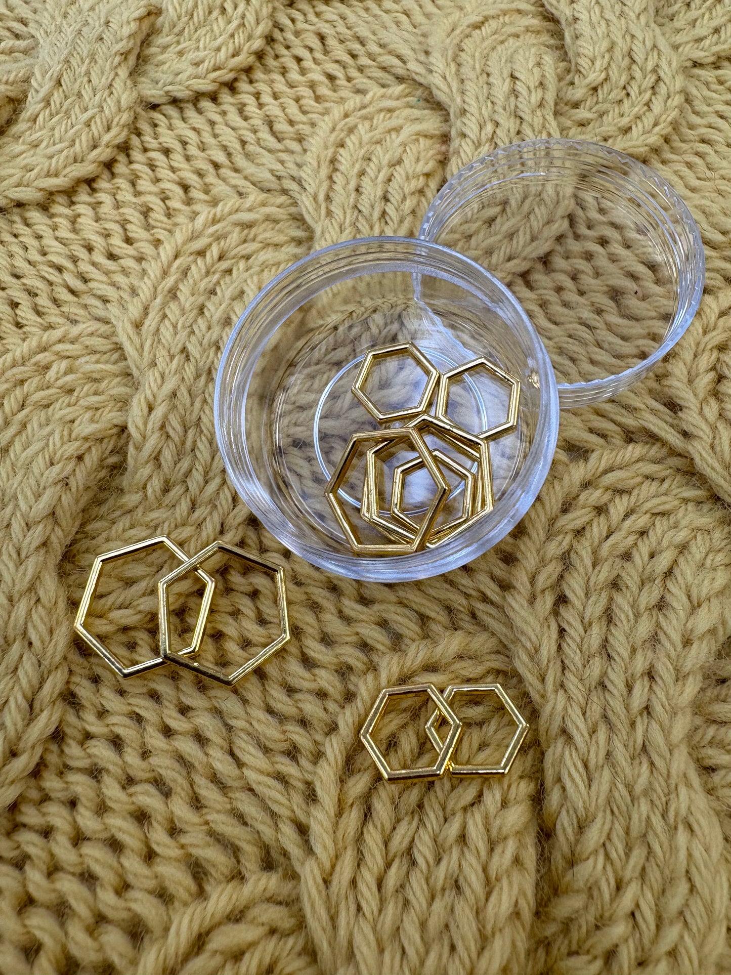 Gold Hexagon Stitch Markers (up to 12mm)
