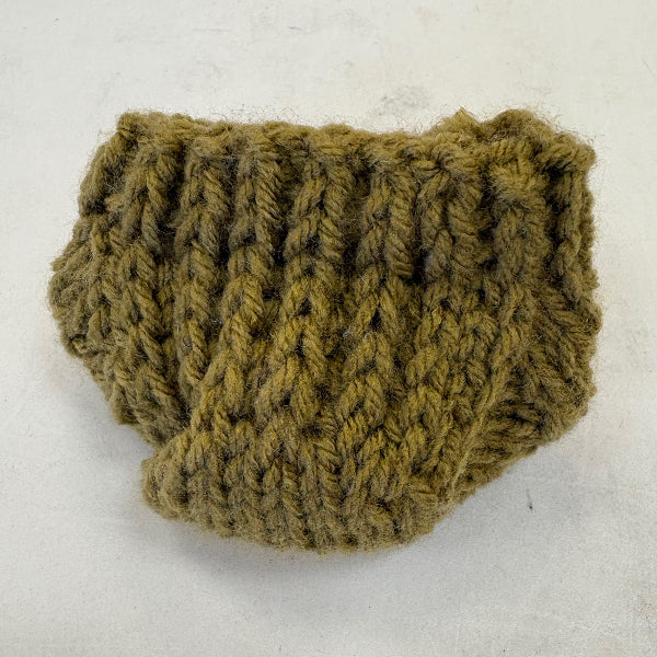 mini sock heel and cuff in solid green yarn