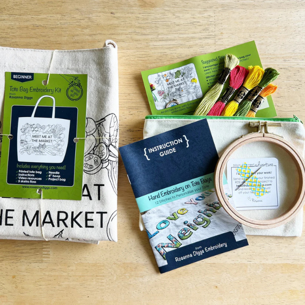Market Tote Bag Embroidery Kit