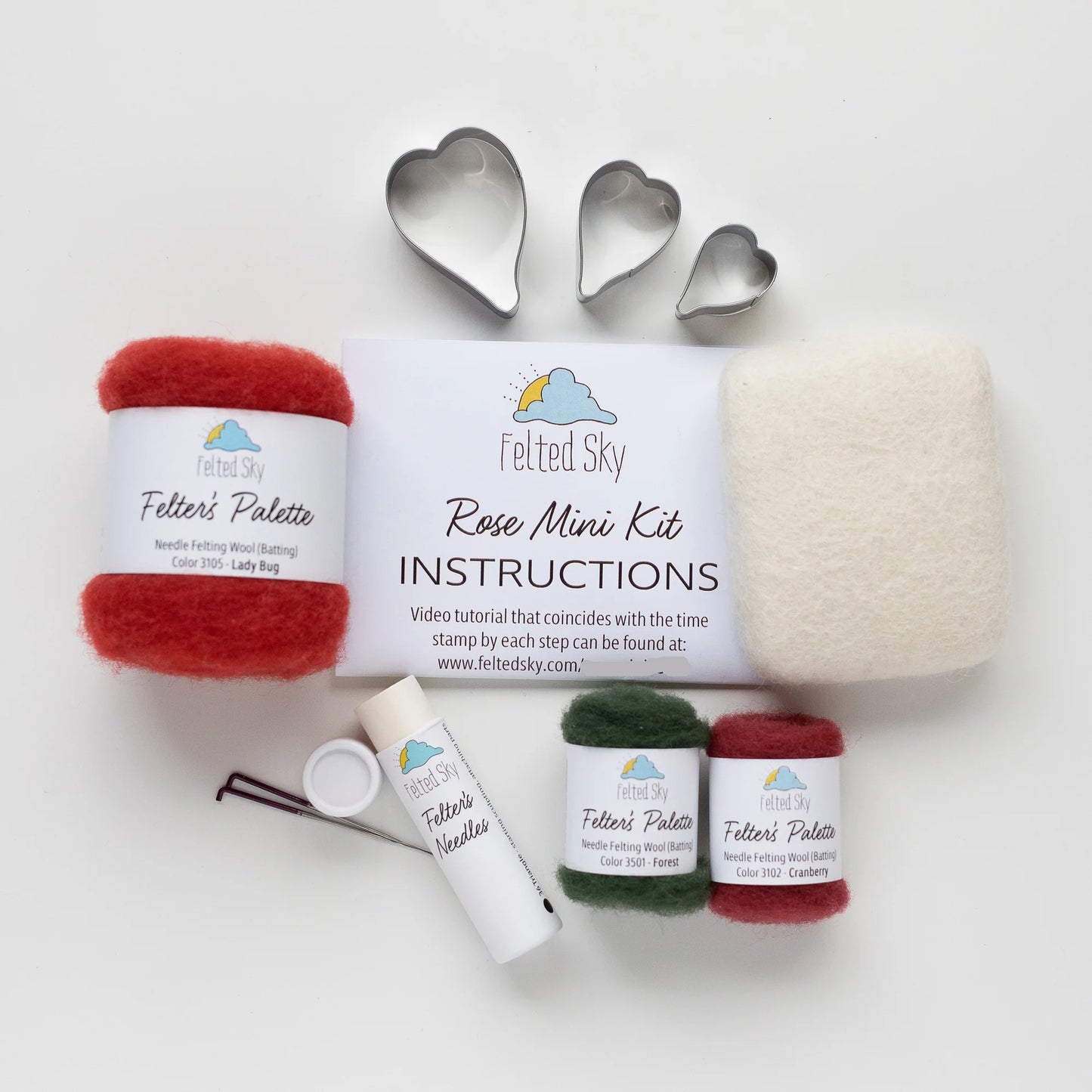 Red Rose Mini Needle Felting Kit