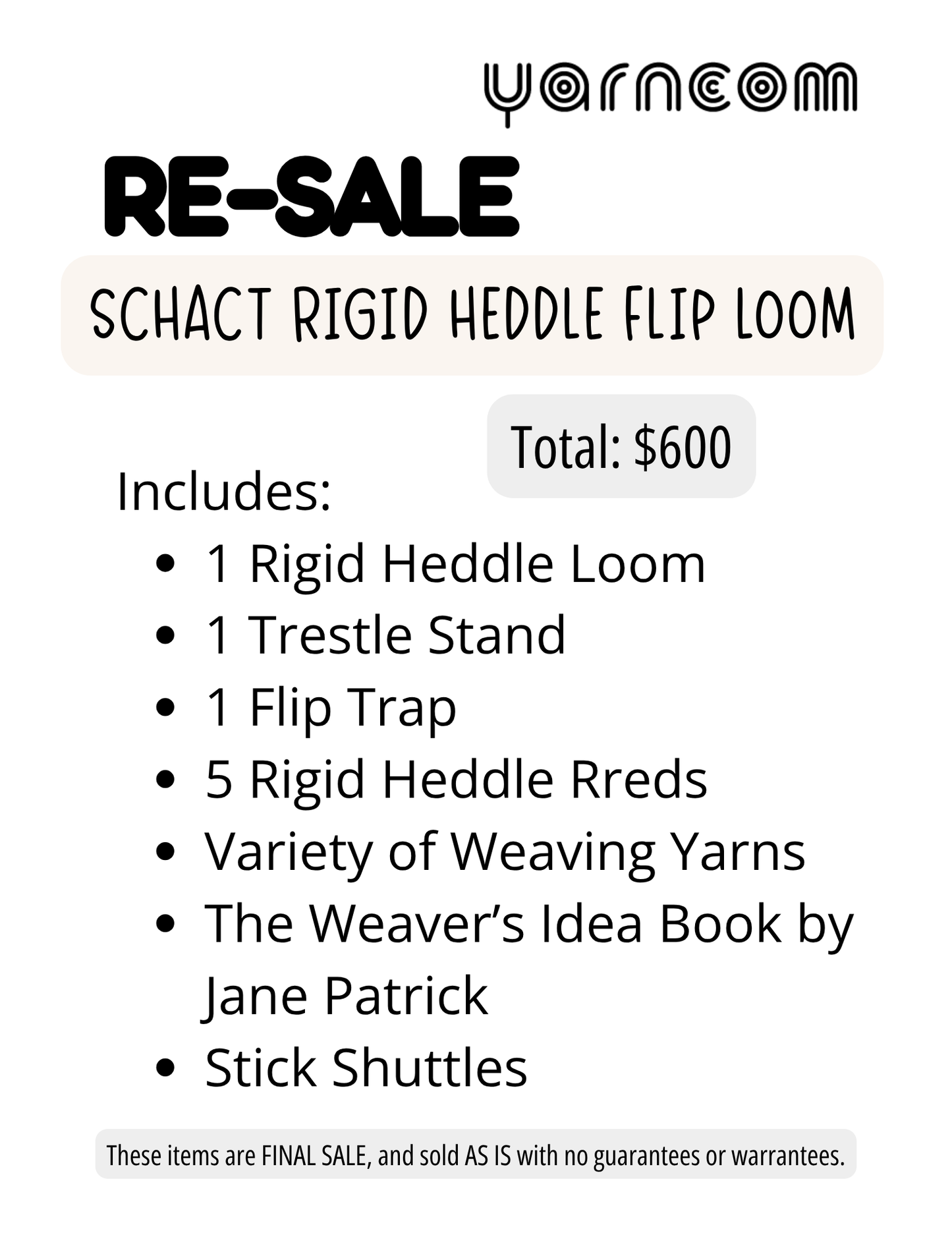 RESALE: Schact Rigid Heddle Flip Loom (25 inches)