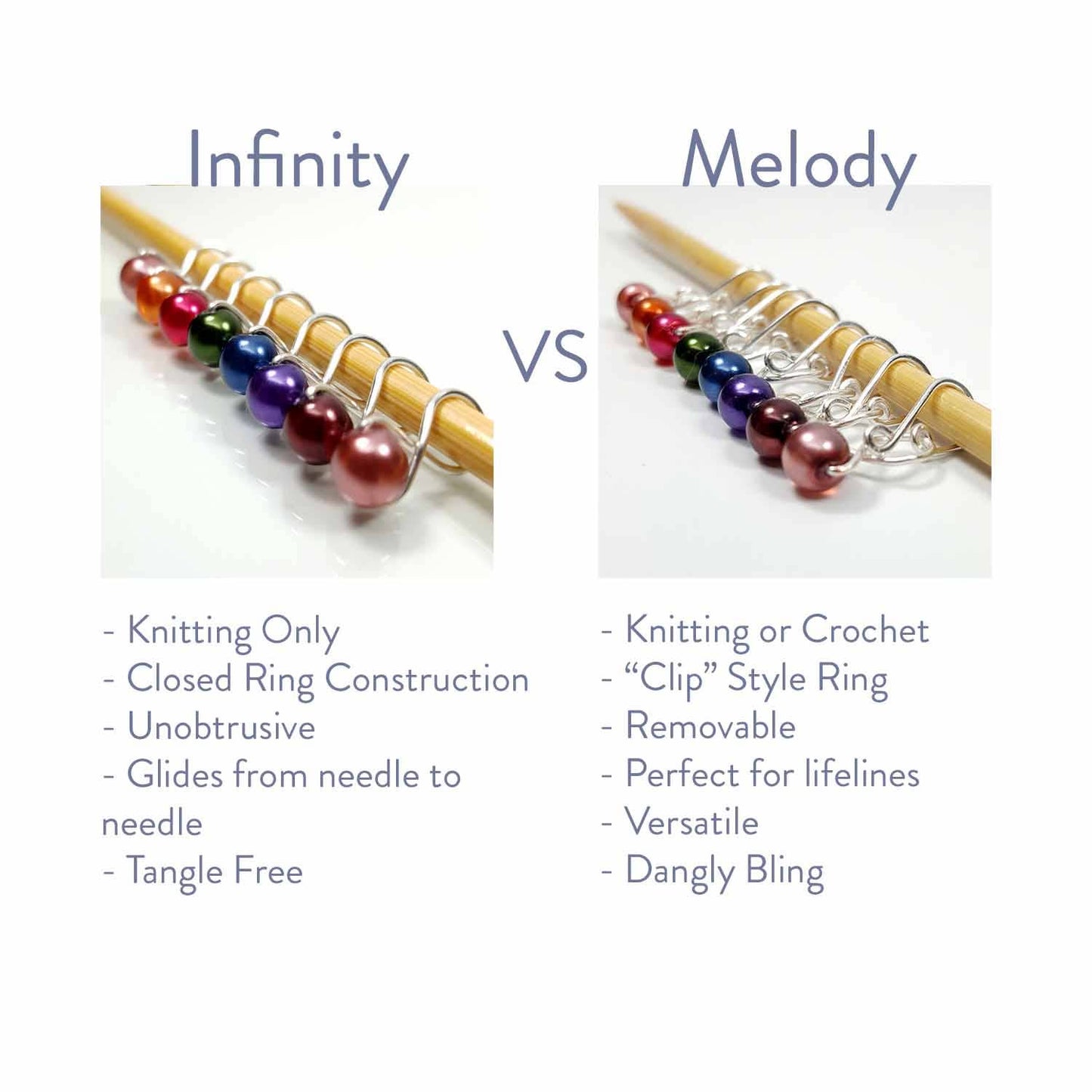 Fairy Lights Knitting or Crochet Stitch Markers: Infinity Ring / Large (up to US 10.5)