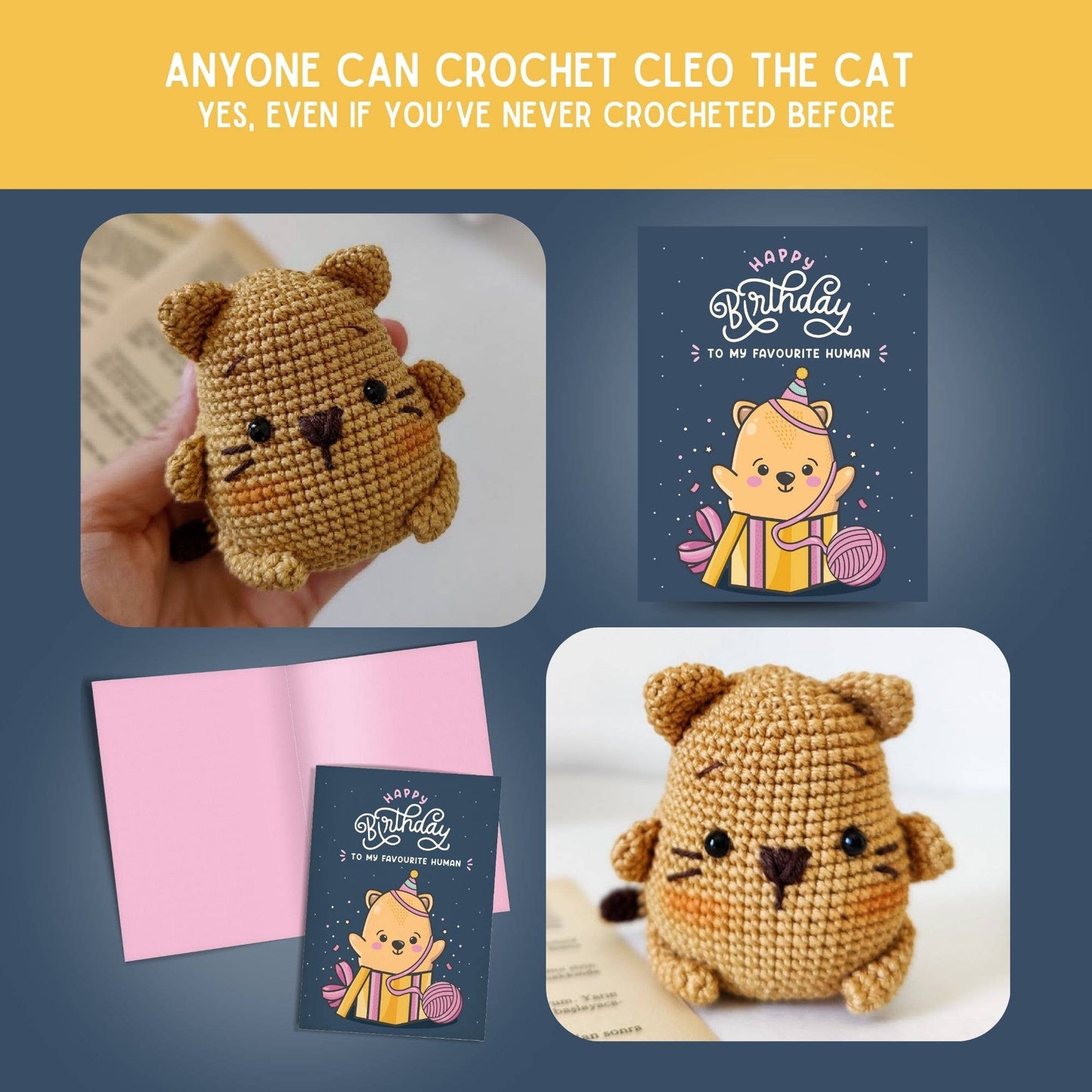Birthday Card & Cat Crochet Pattern