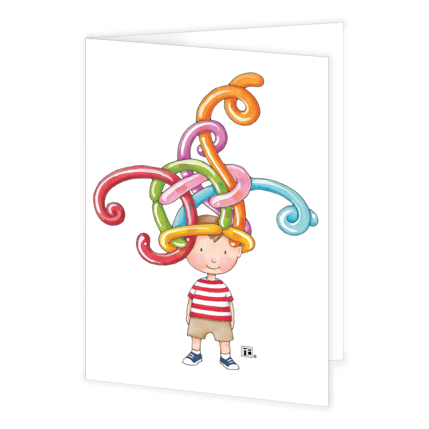 Balloon Hat Boy Greeting Cards