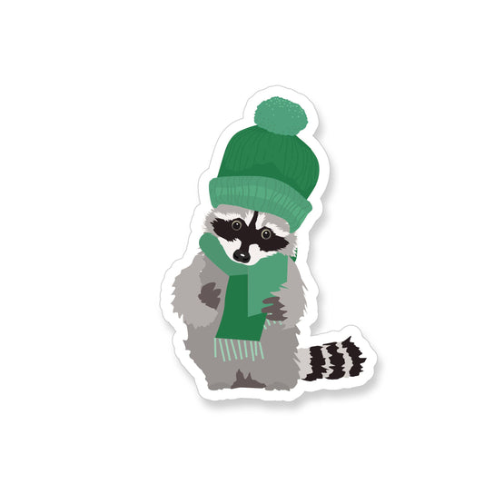 Winter Raccoon Vinyl Sticker