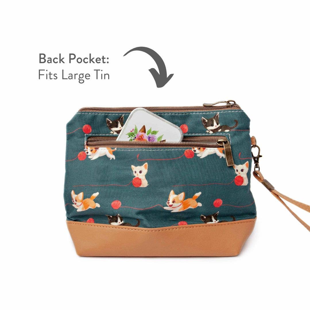 Mini Trini Bag – Small Zippered Sock Project Bag - Cats & Dogs