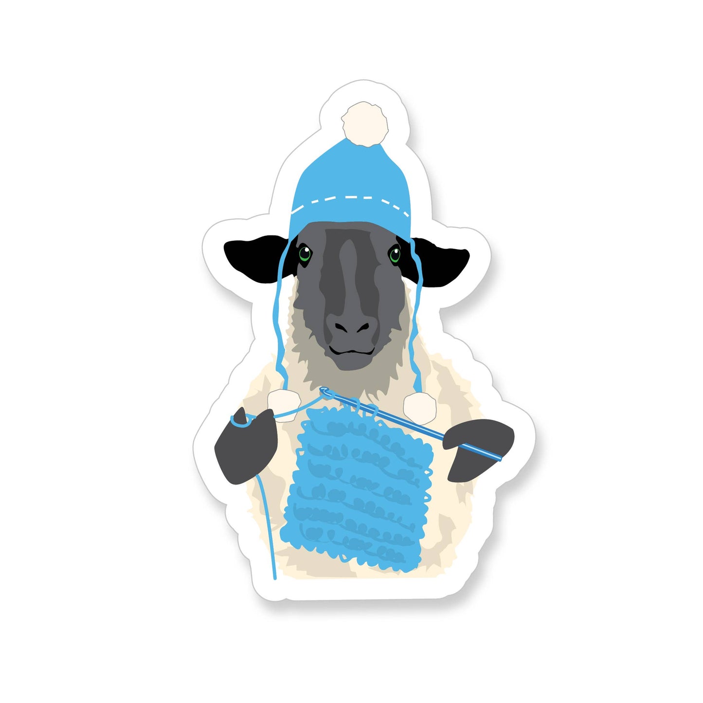 Crocheting Sheep Sticker - YarnCom