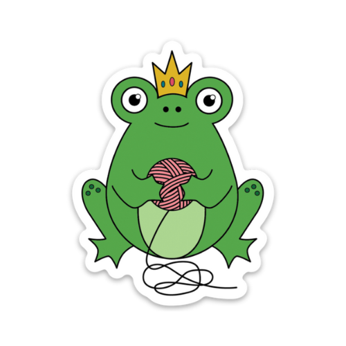 Frog Queen Knitting Sticker - YarnCom