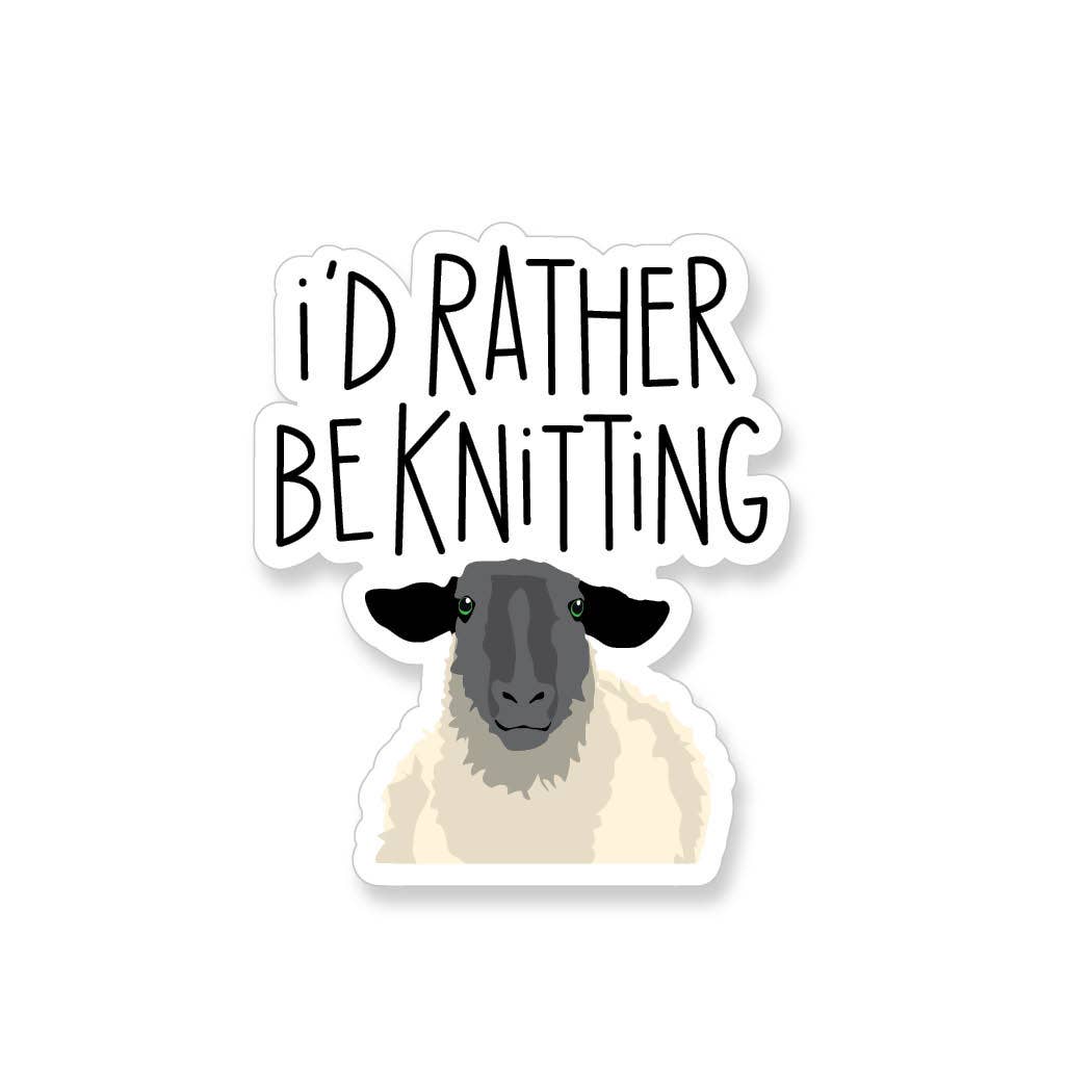 I'd Rather Be Knitting Sheep Vinyl Sticker - YarnCom