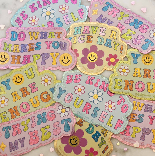 Affirmation Positive Quote Stickers - Glitter